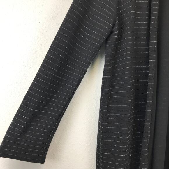J. Jill Wearever Silver Metallic Stripe Open Front Longline Cardigan Sweater - Picture 6 of 9